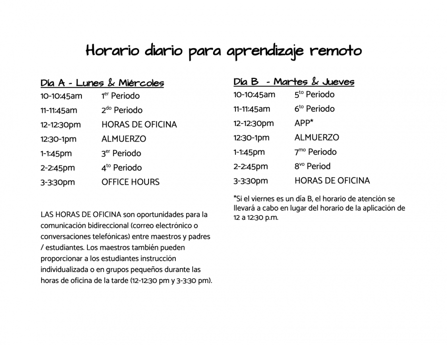 daily schedule - spanish